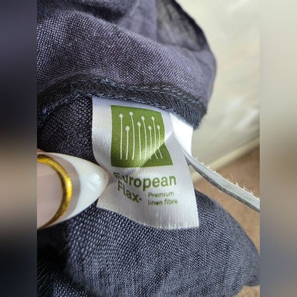 Garnet Hill Europe Linen Puff-Sleeve Midi Dress Chambray Tiered Smock Back Sz L - Picture 5 of 10